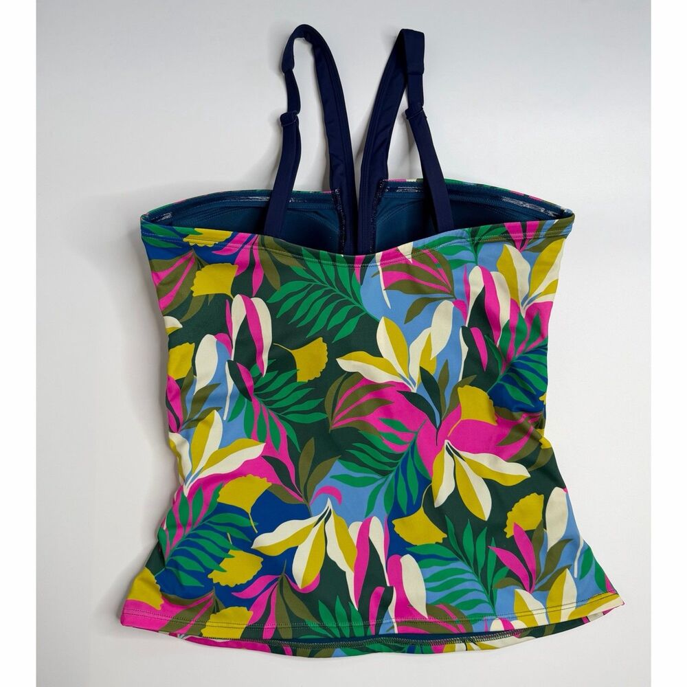 Boden Corsica Multicolor Floral Print Halter Neck Tankini Swim Top Size 10 - Picture 6 of 11